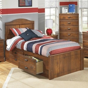 Ashley Furniture Barchan Wood Twin Panel Double Drawer Bed In