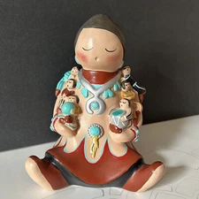  Whitefeather Studios Native American Storyteller Woman 6 Children Figurine USA