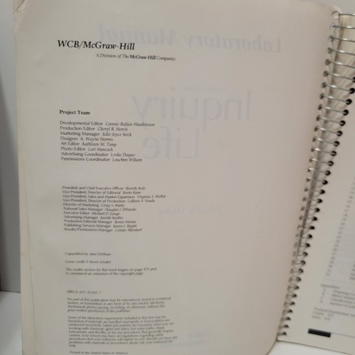 Inquiry into Life by Sylvia S. Mader (1996, Spiral Bound Paperback, Lab Manual) - 第 8/24 張圖片
