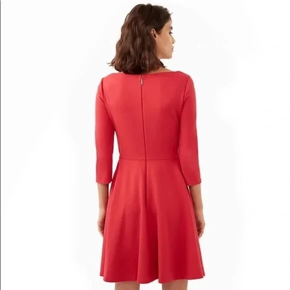 Abito Kate Spade rosso nuovo con etichette scollo barca ponte taglia large svasato tasche laterali 199€