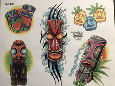 Tattoo flash, 1401 C thru 1600 C J.D. Crowe color sheets, Spaulding Rogers