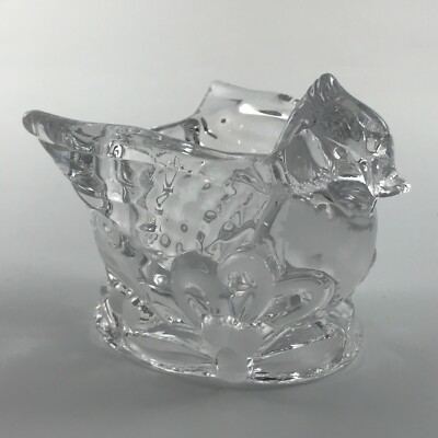 GORHAM ''HOLIDAY TRADITIONS'' CARDINAL Clear CRYSTAL Votive CANDLE HOLDER GERMANY