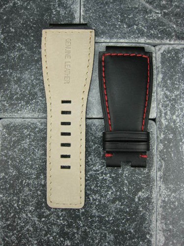 Correa de reloj negra de cuero de becerro de 24 mm para Bell & Ross BR-01 BR-03 roja x1 - Imagen 3 de 9