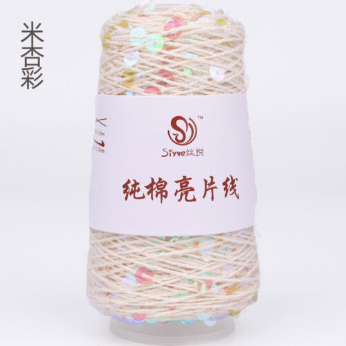 50g 160M Sequin Cotton Yarn 6mm+3mm Sparkling Sequin Yarn Knit Crocheting Sewing - Picture 16 of 63