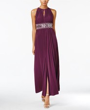 NWT- R M Richards Size 12 Beaded Sequined Keyhole Front-Slit Dress Bridal Z