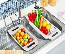 Extendable Colander, Over The Sink Strainer With Extendable Handles, 4.7 Quart 