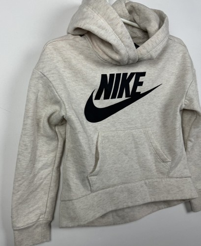 Nike Toddler 3 4 Hoodie Pullover Club Fleece Hi-Low Cashmere Cream Black Logo XS - Picture 3 of 7
