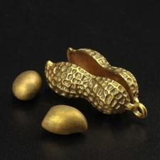 Pure Brass Peanut Keychain Pendant Gift Ring Hanging Miniature Figure Craft