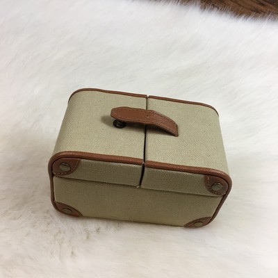 Pottery Barn Travel Jewelry Box Canvas Trunk Case Mirror Ebay