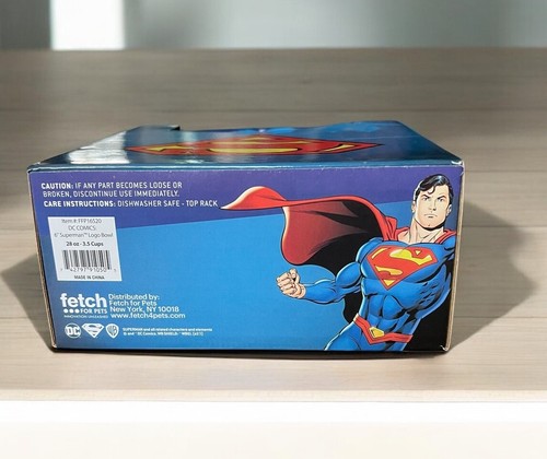 New! DC Comics Pet Bowl Superman Logo Blue Ceramic Food Dish 3.5 Cups - 28 oz. - Picture 4 of 11