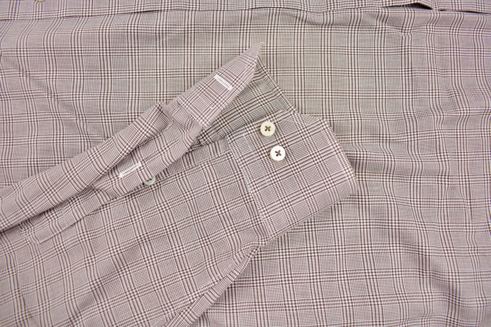 Robert Talbott Brown/White Plaid Spread Collar Co… - image 4