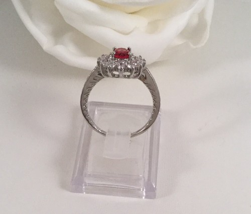 Vintage Jewellery Gold Ring with Ruby White Sapphires Antique Deco Jewelry sz L - Picture 9 of 9