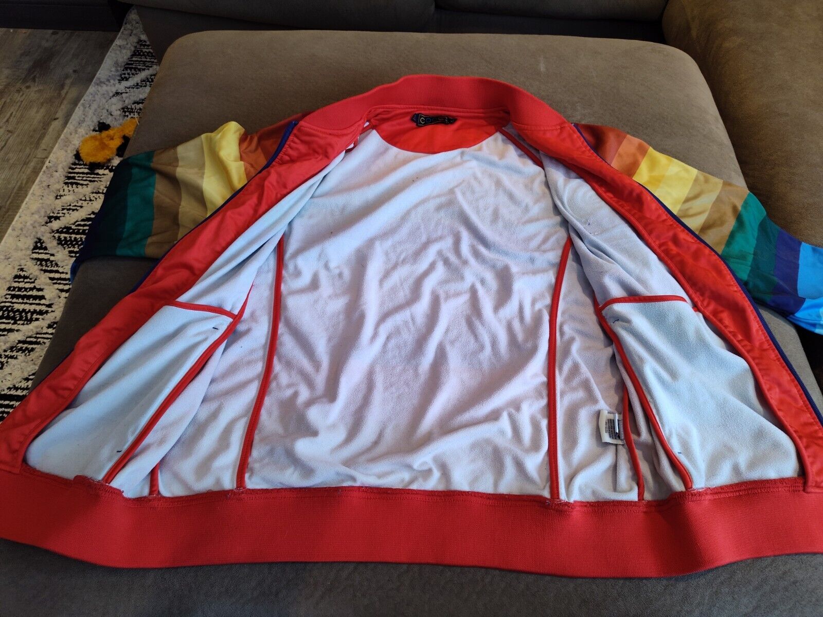 Vtg 90's Coogi Track Jacket Mens XL Rainbow Polye… - image 22