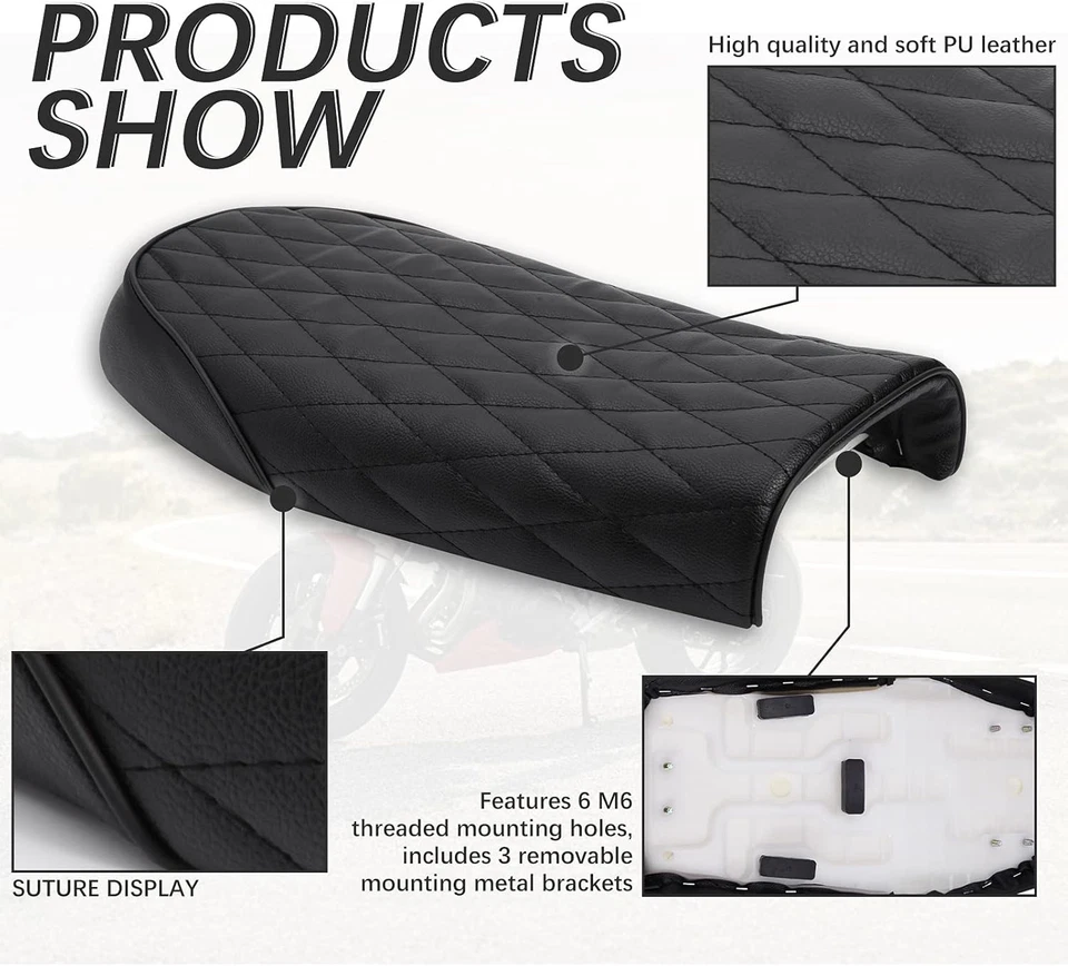 Sillín plano asiento café corredor vintage para Kawasaki KZ650 KZ750 KZ900 Foto 3 de 4