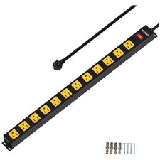12 Outlet Long Power Strip, 2100 Joules Surge Protector Power Cord, 6FT Black