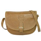 LOEWE Anagram Leather Shoulder Crossbody Bag Brown Gold