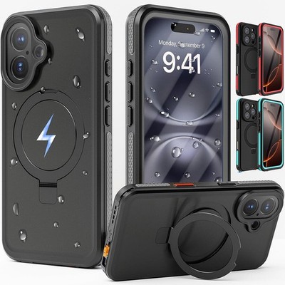 Case For iPhone 16 Pro Max 16 Plus Waterproof Shockproof Case Metal Stand Cover
