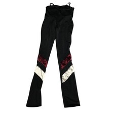 Weissman LC Black Gymnastics Dance Leotard Unitard Velvet Stripe Accents