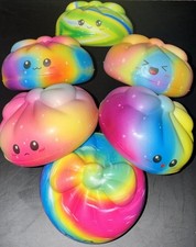 6 Pc Rainbow Dumpling Squishy Toy Slow Rising Stress Relief Squeeze Fidget Ball