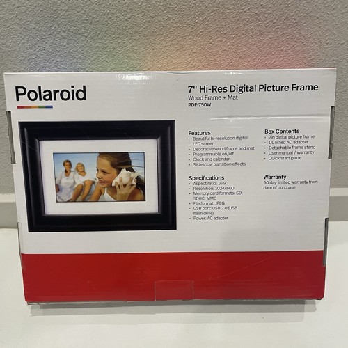 Polaroid 7" Hi-Res Digital Picture Frame Wood Frame + Mat PDF-750W LED Display - Picture 2 of 9