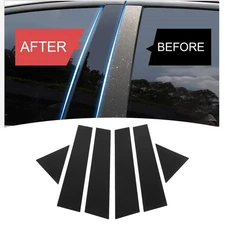 6PCS Car Window Pillar Post Trim Gloss Black Mirror Decoration Replacement
