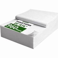 960 Sheets 20"X14" White Tissue Paper Bulk for Gift Bags Wrapping Packing Mov...