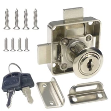 1 Pack Double Door Cabinet Lock, Double Deadbolt, Right Mount, Keyed Alike