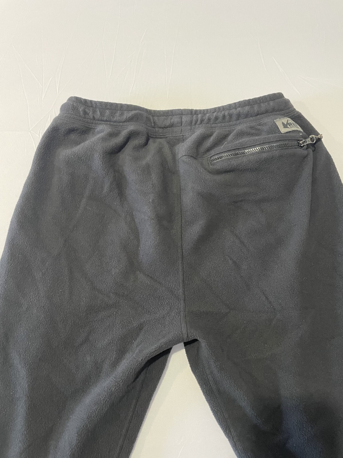 Rei Co-op Trailmade Fleece Pants Medium Short Mens Black Drawstring Tapered