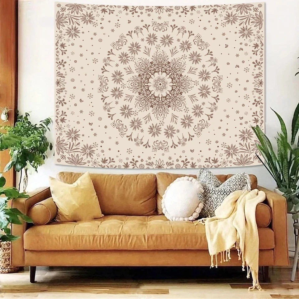 Fowocu Boho Floral Mandala Tapiz Colgante de Pared Bohemia Flor Medallón Ta... Foto 4 de 4