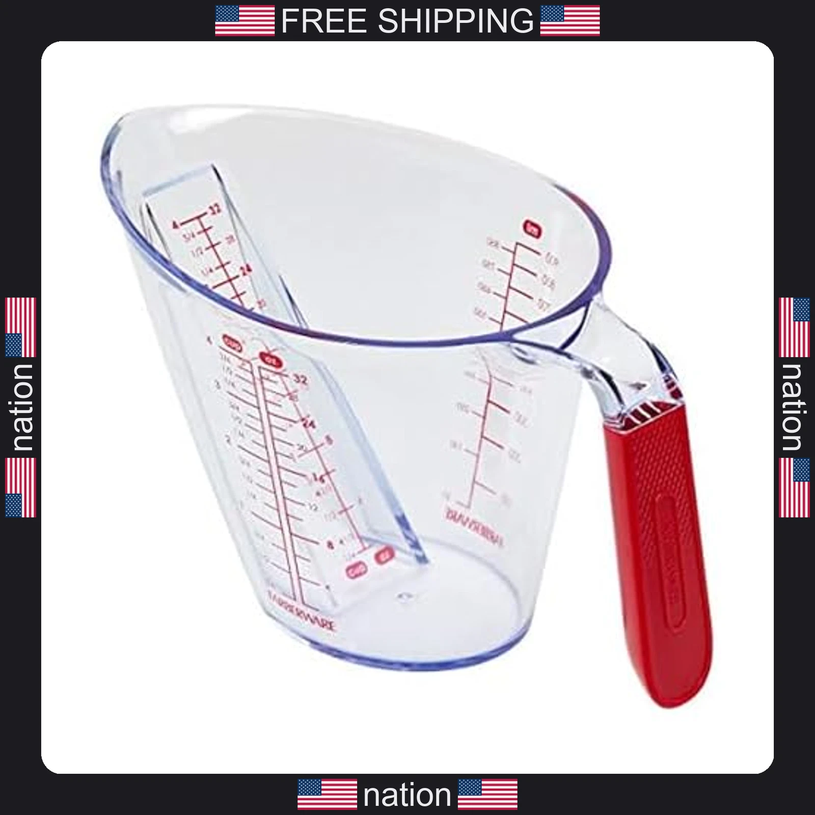 Farberware Pro Angled Measuring Cup, 4 Cup, Red