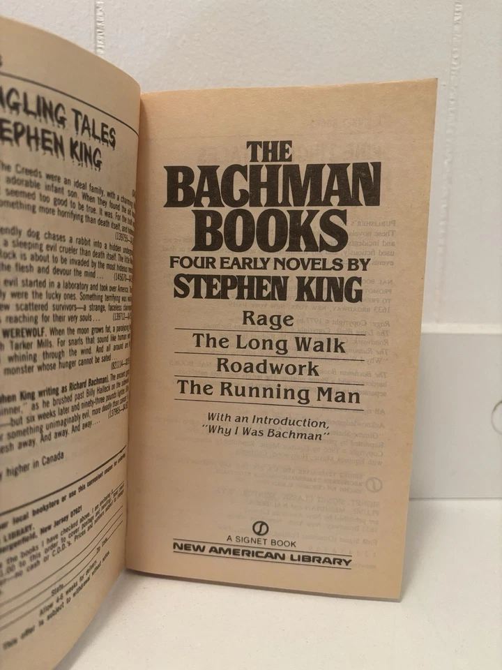 The Bachman Books Stephen King True First 1st Printing 1996 Rage The Long Walk Foto 4 de 4