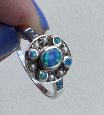Sterling Silver Real Opal Ring Size O