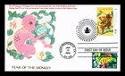Dr Jim Stamps U.S. Canada Joint Issue Lunar New Year Monkey Dua Cancel Fdc