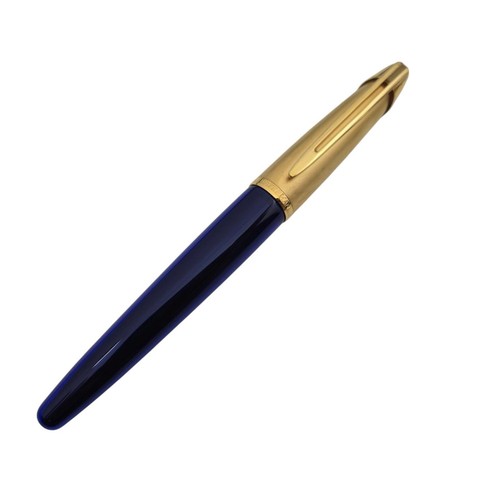 Vintage Waterman Edson Fountain Pen Sapphire Blue - Fine 18K Gold Nib
