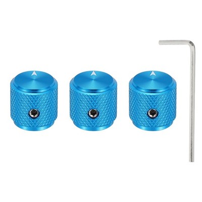 3 Pcs Aluminium Knobs, 1/4'' (6mm) with Arrow Indicator, 1/2'' Blue