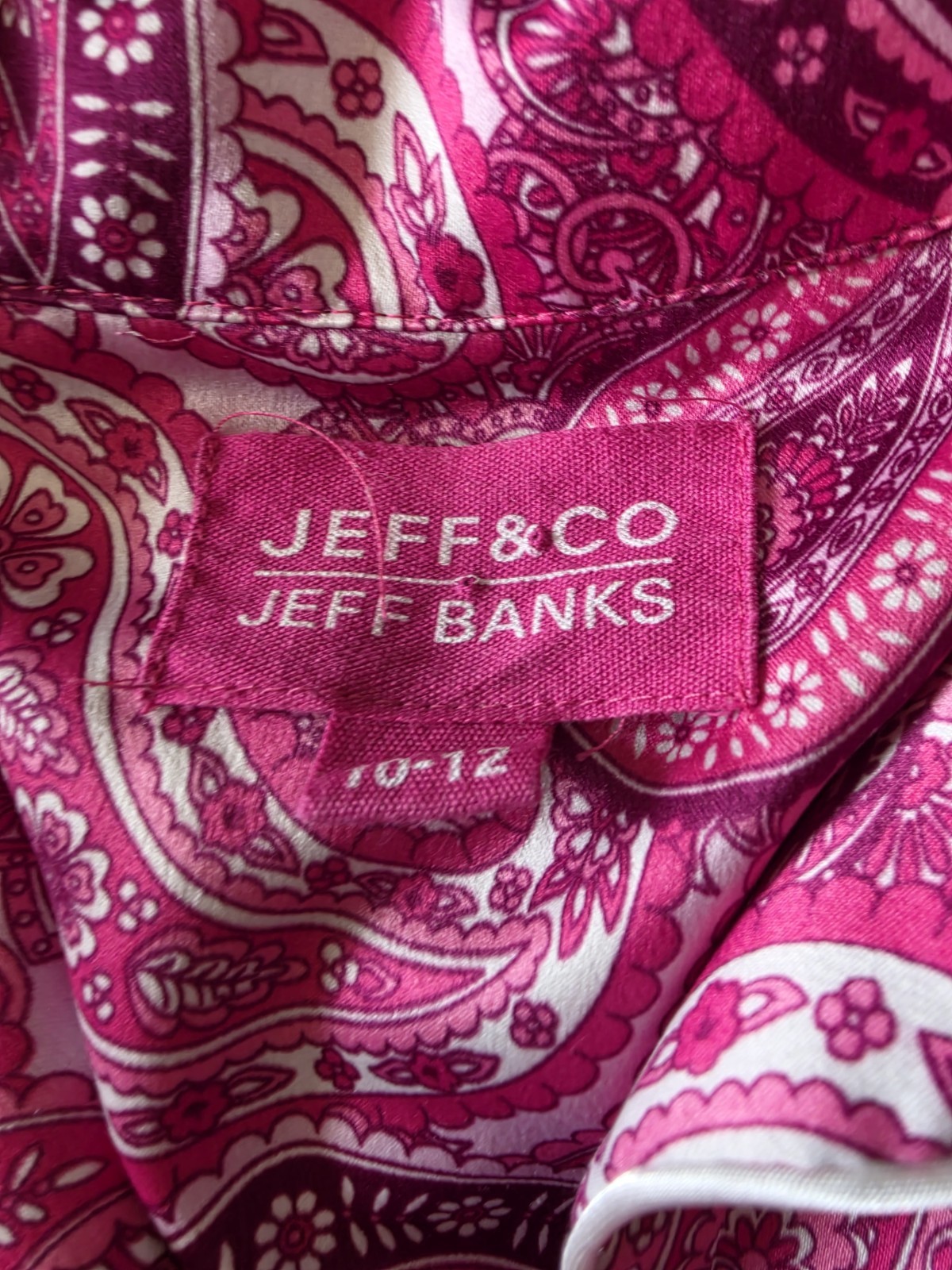 Jeff & Co Jeff Banks Pyjama Set Size M 10 12 Pink Paisley Satin Look Silky PJs image 9