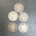 Barber Dimes Lot of 5 Silver 10C Circulated Mixed Dates #387