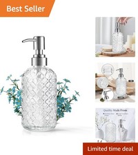 Versatile 14oz Clear Glass Soap Dispenser for Hand Soap, Lotion, and More