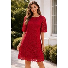 Lauren Ralph Lauren Red Lace Dress Elegant Romantic Cocktail Occasion Size 4 NWT