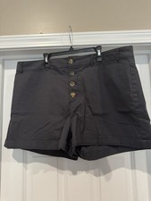 NEW Old Navy Gray Chino Cuff Shorts Button Fly Size 18