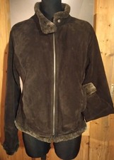 Wildlederjacke Damen Größe 40 dunkelbraun mit Kunstfell Street One 
