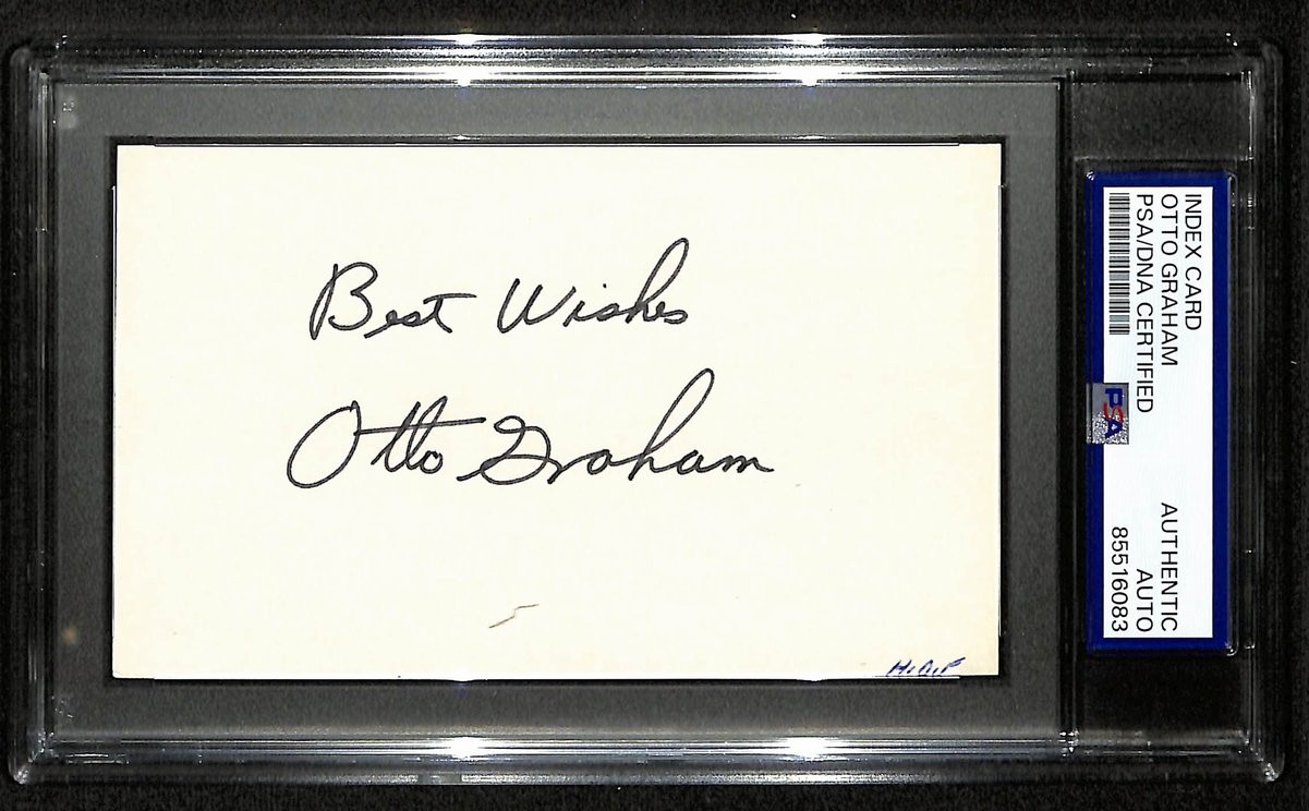 Otto Graham HOF Signed/Inscribed 3x5 Index Card Browns PSA/DNA 196968 