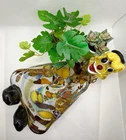 Quirky Vintage Murano Italian Handblown Art Glass Multicolor Clown Ashtray Dish