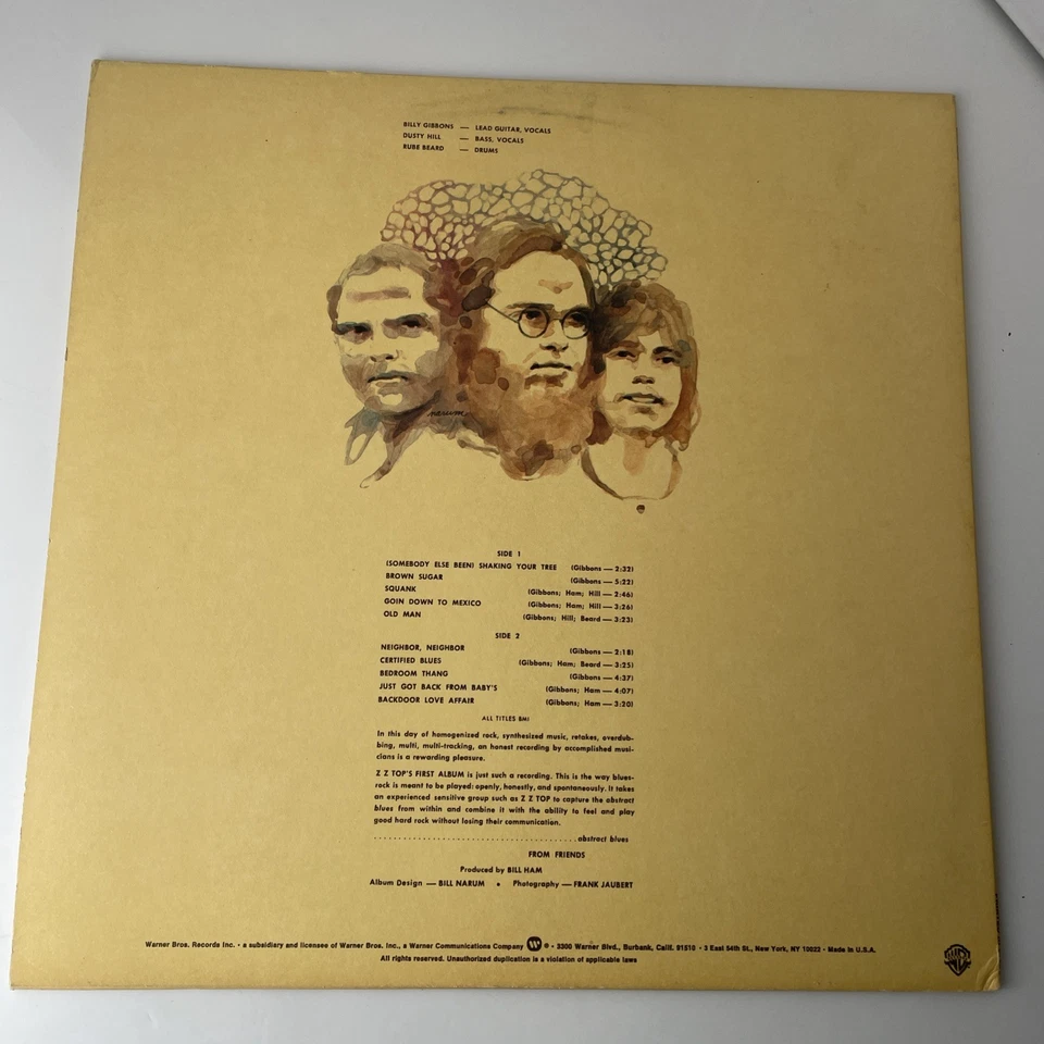 NM-ZZ Tops FIRST ALBUM WB Records BSK3268 vintage vinyl 1971 lp  VG+ - Image 2 of 4