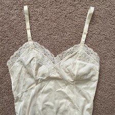 Vintage Sears Cream Lace Embroidered Slip Dress Womens Size S Dainty Coquette