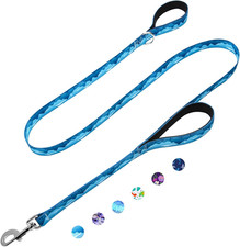 6Ft Dog Leash with Two Padded Handles, Heavy Duty Strong Nylon Pet Leash with So