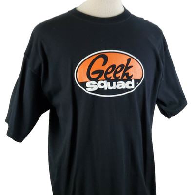 Best Buy Geek Squad T-Shirt Black Mens XL Crew Cotton, Tech Electronics Service