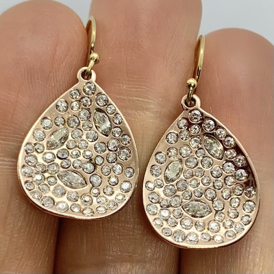 Alexis Bitter Rose Gold Tn Teardrop Crystal Encrusted Dangle Earrings Minty Hook