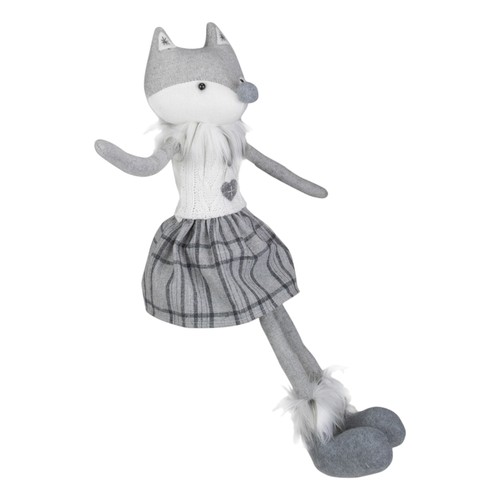 Figura Northlight 22 pulgadas gris blanco niña zorro sentado Navidad piernas colgantes - Imagen 4 de 5