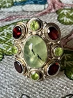 Vintage Natural Stone with Garnet And Peridot Ring  Sterling Silver Size 6.25